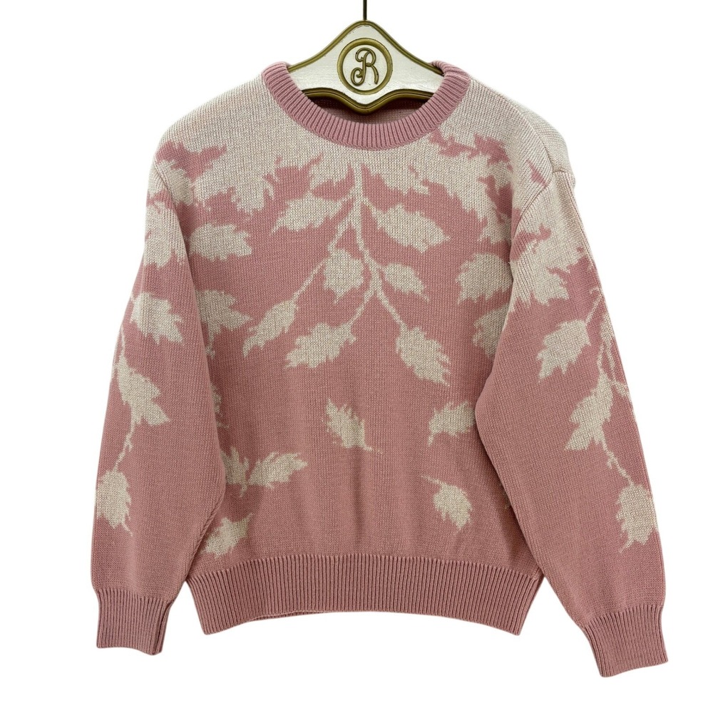 Vintage Coquette Pink Floral Sweater Cottage Soft Girl Cozy Knit Retro MEDIUM